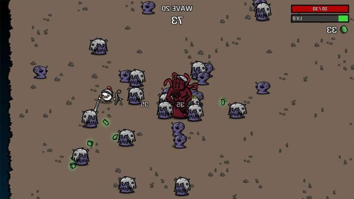 Brotato: A top-down shoot 'em up roguelite where players control various potato characters, battling waves of enemies with automatic and manual shooting options.